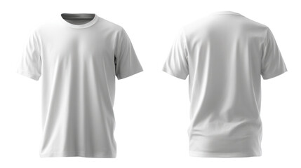 Simple White T-shirt: A front and back perspective of a blank white T-shirt, ideal for showcasing designs and logos. Perfect for apparel mockups, this image emphasizes simplicity and versatile.