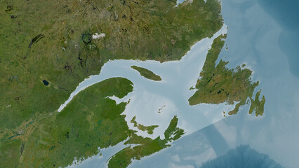 Gulf of St. Lawrence highlighted. Satellite map