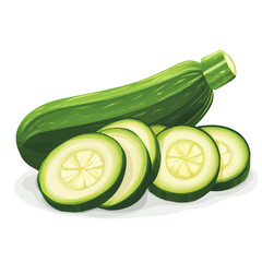 My very Simple flat 2D icon, sliced zucchini isolated on a white background, vector, flat design, animation design, simple flat 2D icon, minimalist design, vector design, eps