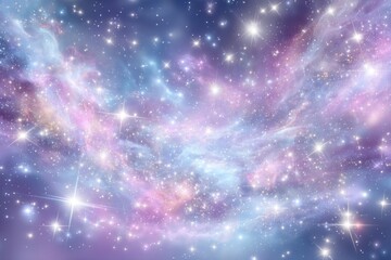 Fototapeta premium Vibrant teal and crimson hues dance across cosmic nebulae, speckled with the gentle twinkle of distant stars