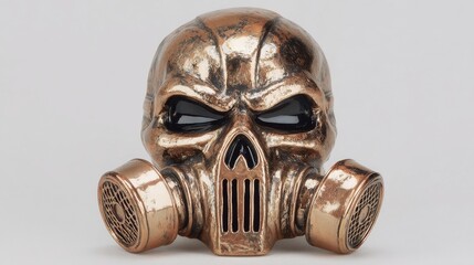 A vintage diver's helmet exemplifies the steampunk aesthetic, boasting a distinctive copper orange hue and prominent rivets that evoke the spirit of Victorian era diving and deep-sea exploration