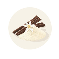 My very Simple flat 2D icon, vanilla powder isolated on a white background, vector, flat design, animation design, simple flat 2D icon, minimalist design, vector design, eps