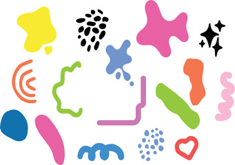 Groovy Funky Abstract Shapes Collection | Cute Doodle Elements for Stickers and Design