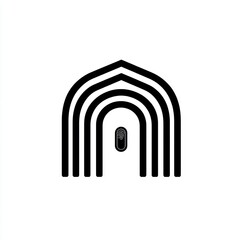 Abstract arched doorway; simple design, white background; website graphic