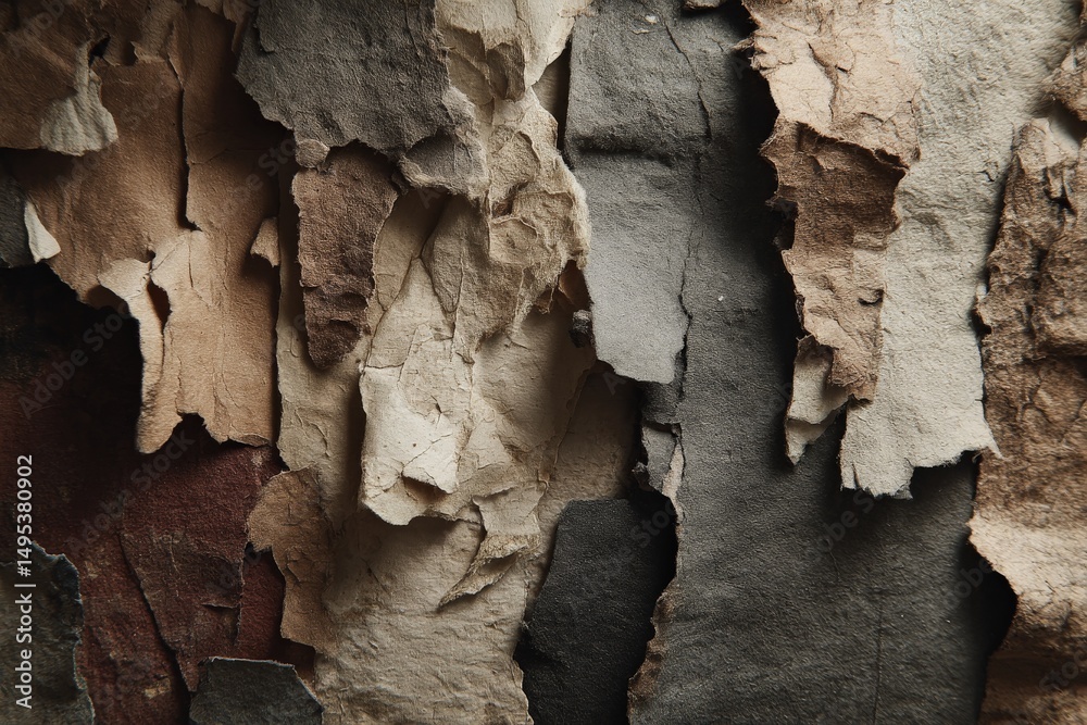 Poster Layers of textured paper showcase a range of earthy tones in a creative art setting