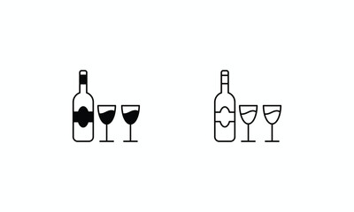 Alcoholic Beverages icons set Line and Glyph black vector icon stock illustration
