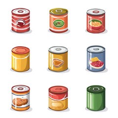 My very Simple flat 2D icon, canned food set isolated on a white background, vector, flat design, animation design, simple flat 2D icon, minimalist design, vector design, eps format