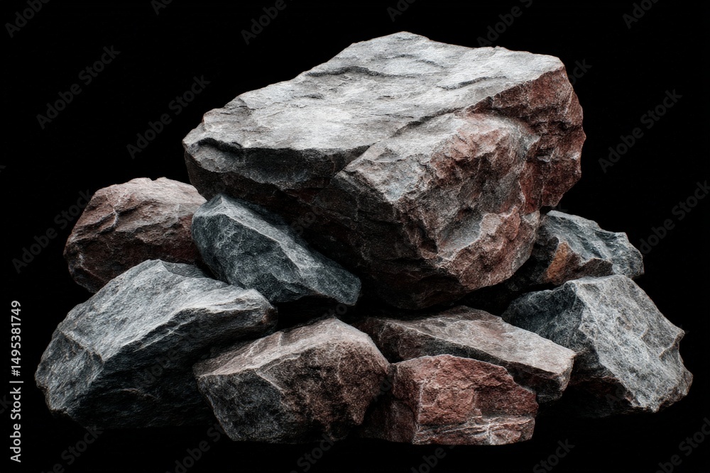 Aufkleber detailed view of a pile of variously colored rocks arranged on a dark background