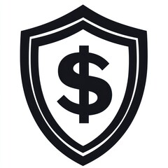 Shield protecting dollar sign, financial security