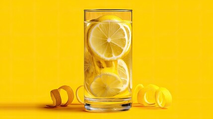 Transparent lemonade glass with floating lemon zest