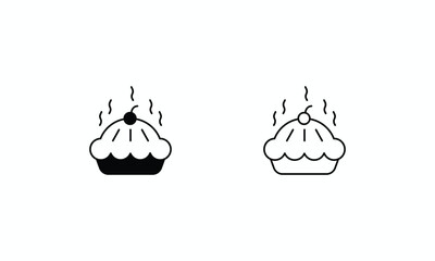 Pie icons set Line and Glyph black vector icon stock illustration