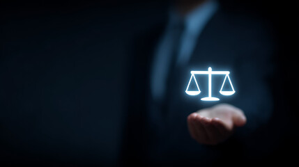 Business people hold a balance in their hands, symbolizing fair competition in business