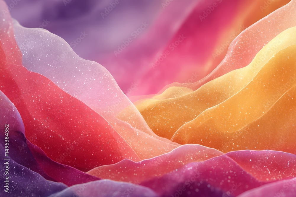 Aufkleber Colorful abstract waves blend together creating a mesmerizing visual effect with soft textures