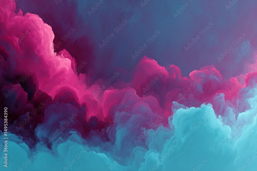 Aufkleber vibrant clouds with shades of pink and blue swirling together in a dynamic display of color across t