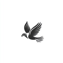 Obraz premium Majestic eagle soaring, white background, freedom, logo design