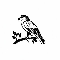 Obraz premium Peregrine Falcon perched on branch, nature background, wildlife illustration