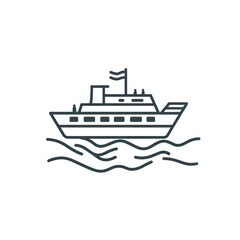 Obraz premium Cruise ship sailing ocean waves, travel brochure illustration