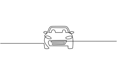 Modern city car continuous one line drawing. Sports car single line art illustration, Line Continuous Line Drawing background.