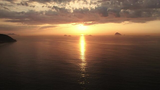 Aerial view of sunrise from Leblon & Ipanema, Rio de Janeiro, Brazil.