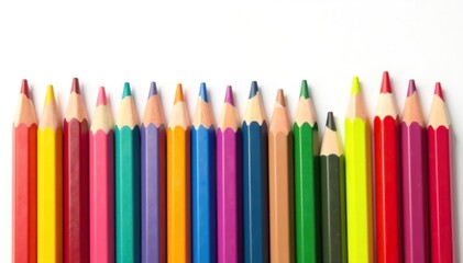 Collection of diverse colorful pencils isolated on white, pencils, concept, art supplies