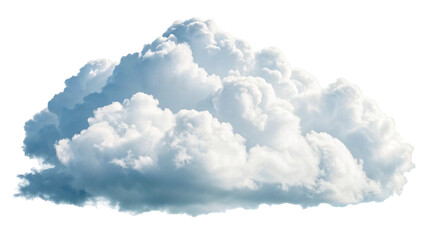 Fluffy White Cumulus Cloud Isolated on Transparent Background with Clear Blue Sky and High Detail Resolution.