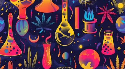 Psychedelic science lab pattern