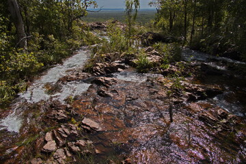 Fototapeta premium Creek over Wangi Falls in Litchfield National Park, Northern Territory, Australia 