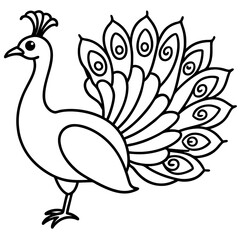 Fototapeta premium Spectral Peacock line art vector