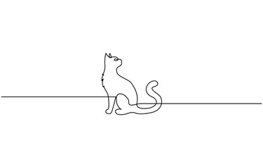 continuous line drawing of Cat. one line cat shape with pro, Cat in continuous one line drawing. Abstract and minimalist cat icon.
