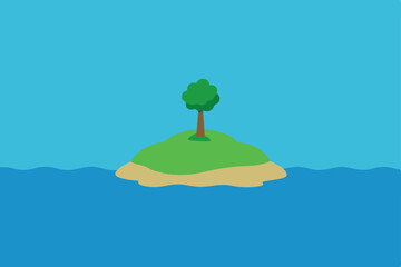 small island with a lone tree in the ocean  .svg
