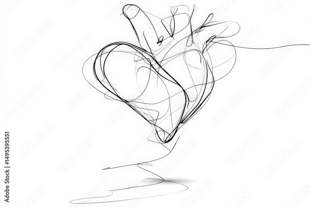 Aufkleber Creative abstract representation of a heart using flowing lines in minimalist art style