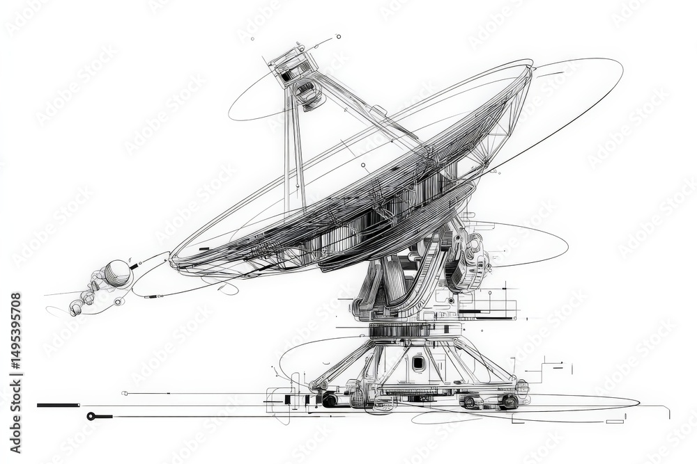 Leinwandbilder modern satellite dish design featuring intricate engineering and dynamic movement in a technical env