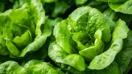 Obraz premium Fresh Green Lettuce Leaves Growing in the Organic Garden Under Natural Light Conditions