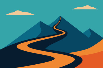 winding mountain road hugging the cliffs 