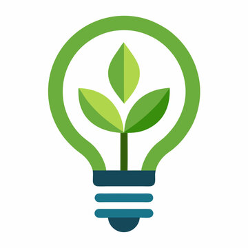 light bulb with green plant
