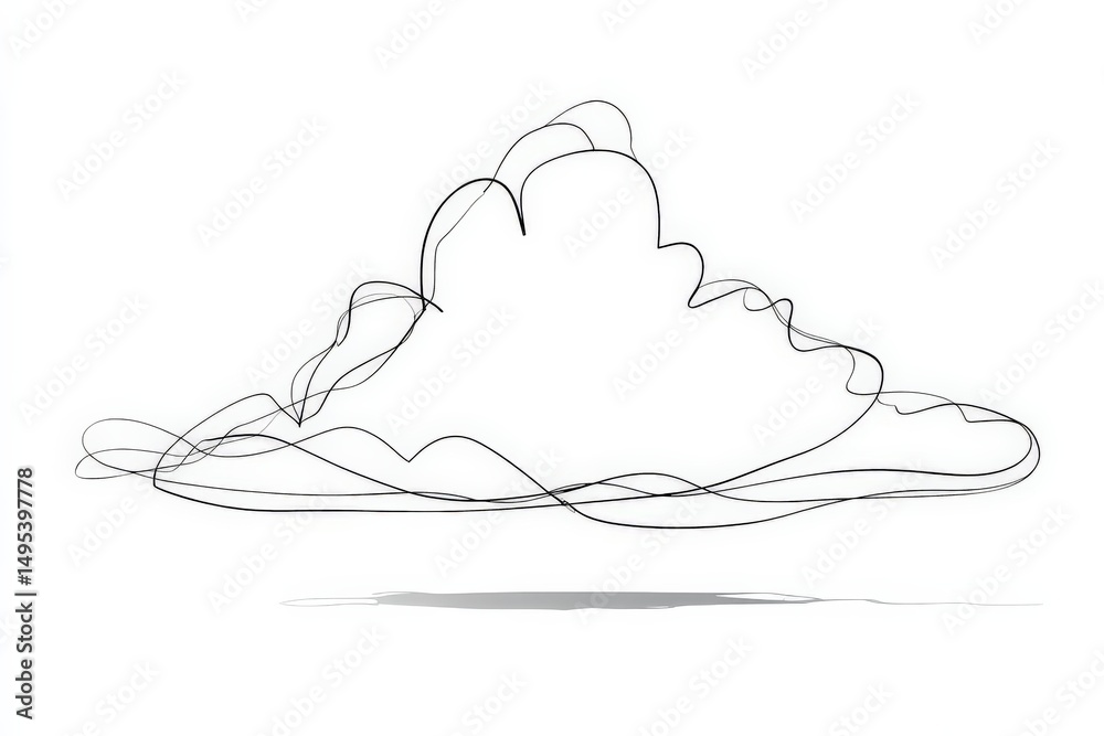 Aufkleber Abstract representation of a cloud formed with continuous line art creating a modern minimalist design