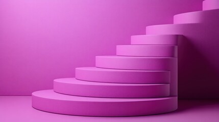 Obraz premium Pink spiral staircase, minimal scene