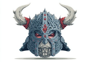 Naklejka premium Detailed fantasy helmet design featuring intricate carvings and bold horns for a warrior character