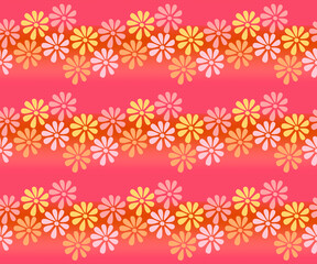 Peach Gradient Tropical Daisies Seamless Repeat