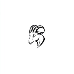 Stylized goat head profile, graphic design, artistic, minimalist image, suitable for logo or icon
