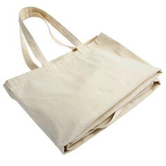 Folded tote bag with handles.