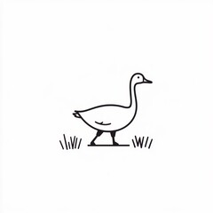 Obraz premium Simple line art goose in field
