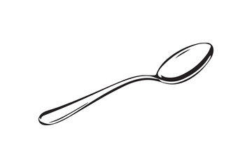 Tea spoon clip art silhouette vector art illustration on a white background