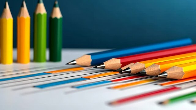Colorful Pencils on a Bar Graph:  Visualizing Data & Growth