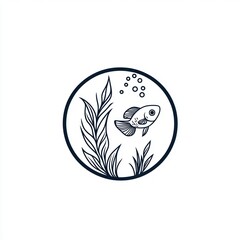 Fototapeta premium Decorative fish in aquatic environment. Illustration. Use Print media, website background