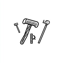 Hand-drawn illustration of hammer and nail