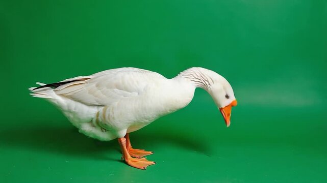 White goose against green background