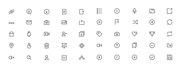 Array of sleek minimal user interface icons