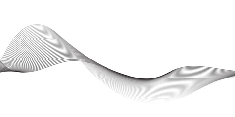 Fototapeta premium Create a minimalist abstract background featuring a smooth,monochrome wave pattern with fine gradient lines flowing across a white backdrop. The wave should appear elegant and dynamic, evoking a sense