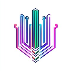 Obraz premium Abstract Geometric Design, Bright Colors, Digital Art, Graphic Element